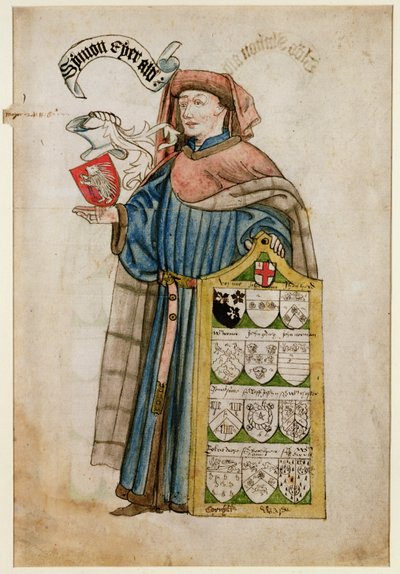 Simon Eyre in de gewaden van een Londense wethouder, ca. 1450 door Roger Leigh